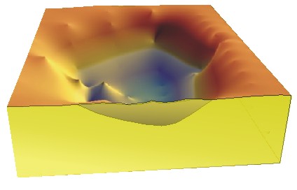 Verf&uuml;lter Bombenkrater in einer Talauff&uuml;llung